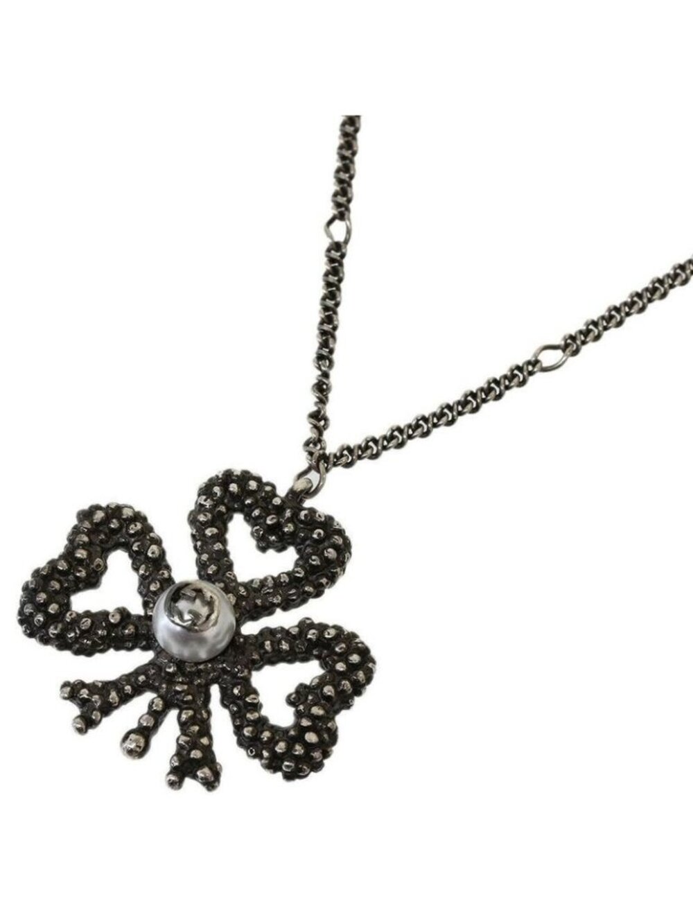 Gucci Clover Faux Pearl Design Necklace Pendant